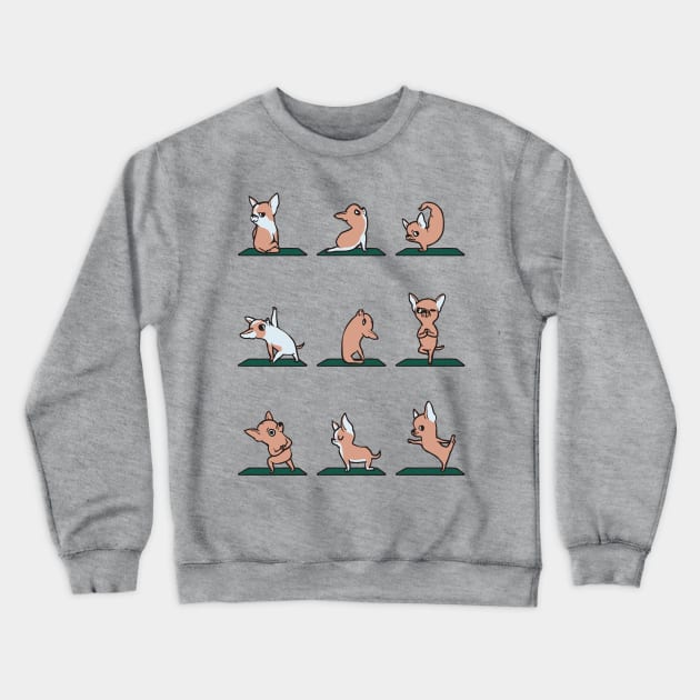 Chihuahua Yoga Crewneck Sweatshirt by huebucket